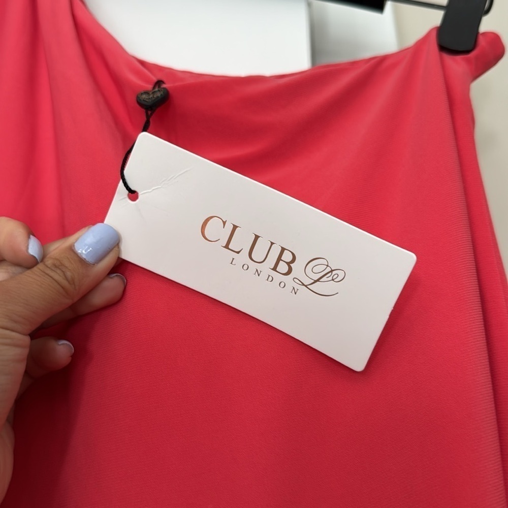 CLUB L LONDON pink Ruched Panel One Shoulder Maxi Dress - Picture 5 of 10